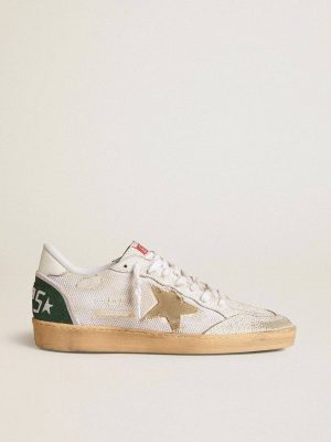 Golden Goose Ball Star Ball Star Ltd In White Crackle Leather And Mesh With Suede Star Men - 1
