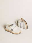 Golden Goose Ball Star Junior In Nappa With Silver Glitter Star And Heel Tab Kids Little Girls (1-3 Years) - 2