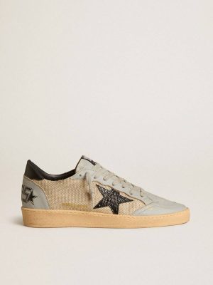 Golden Goose Ball Star Men Men's Ball Star Ltd In Beige Mesh With Croc-Print Leather Star And Nappa Inserts - 1