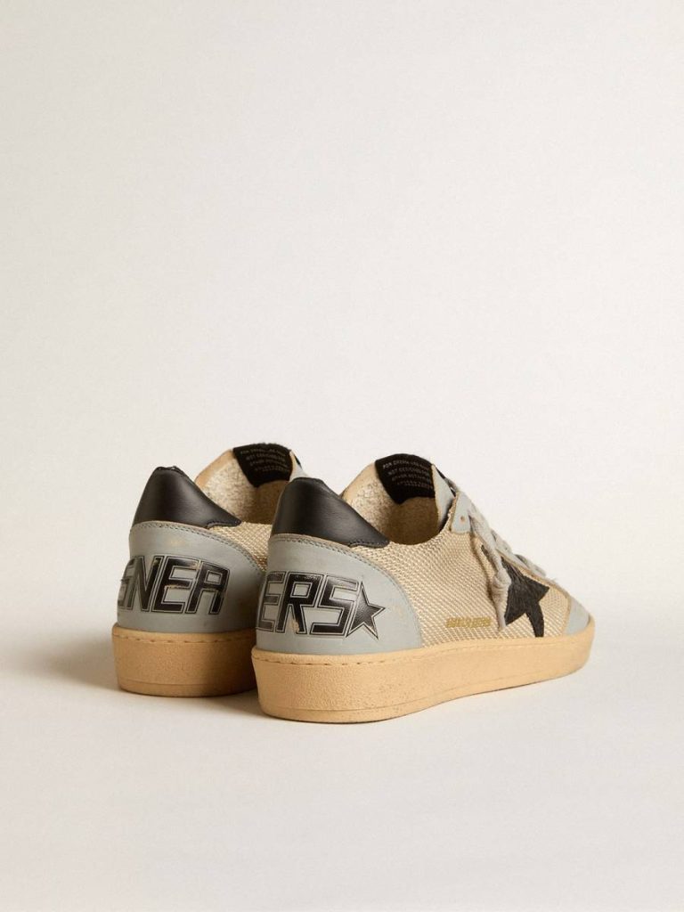 Golden Goose Ball Star Men Men's Ball Star Ltd In Beige Mesh With Croc-Print Leather Star And Nappa Inserts - 4