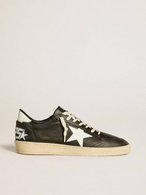 Golden Goose Ball Star Men's Ball Star In Black Nappa With White Leather Star And Heel Tab Men - 1