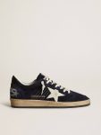 Golden Goose Ball Star Men's Ball Star In Dark Blue Suede With White Nubuck Star Men - 1