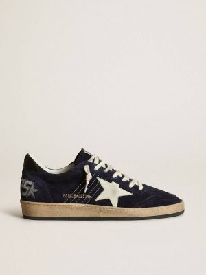 Golden Goose Ball Star Men's Ball Star In Dark Blue Suede With White Nubuck Star Men - 1
