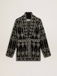 Golden Goose Black Knitwear Women Women’s Black Cardigan With Belt And Crystals - 1