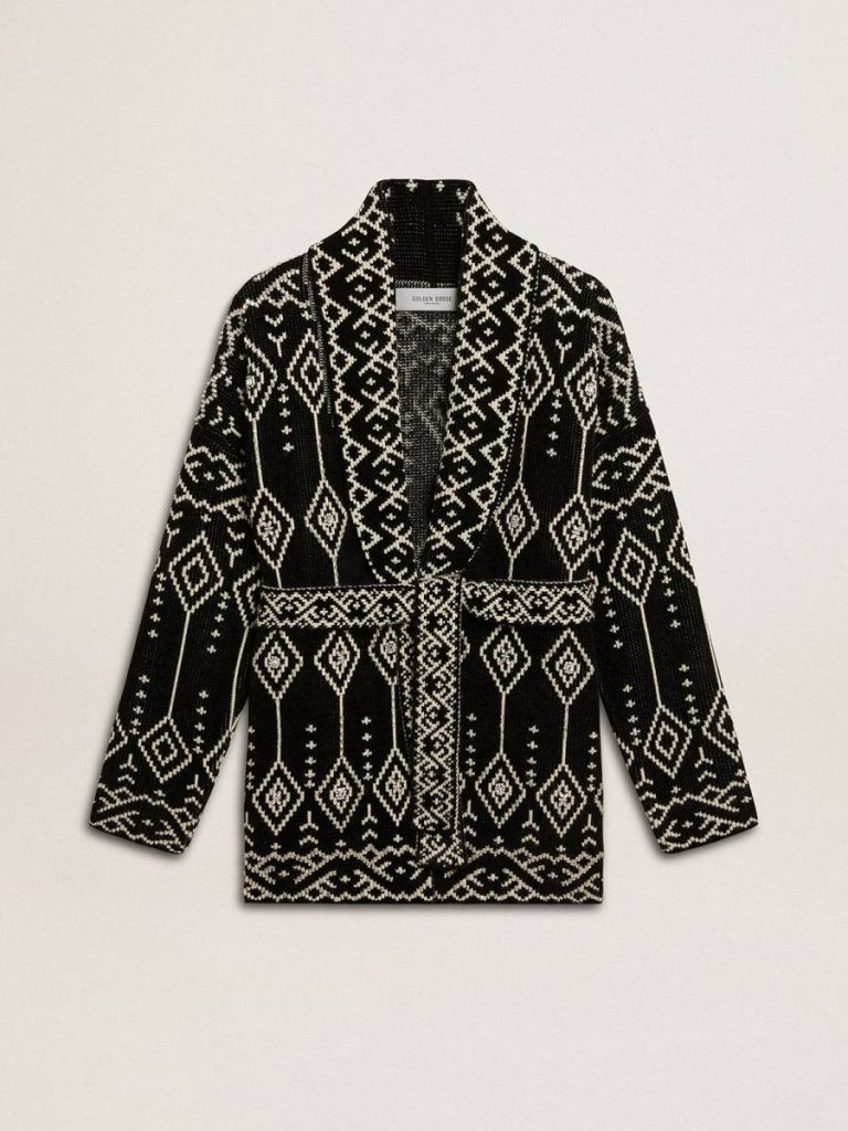 Golden Goose Black Knitwear Women Women’s Black Cardigan With Belt And Crystals - 1
