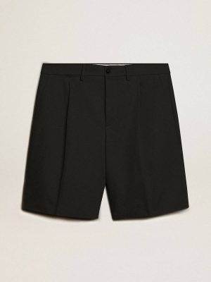 Golden Goose Black Men's Bermuda Shorts In Black Cotton Jeans & Pants Men - 1