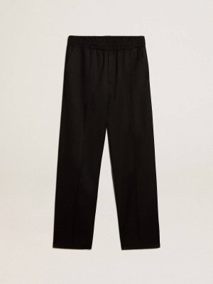 Golden Goose Black Men’s Joggers In Black Wool Men Jeans & Pants - 1