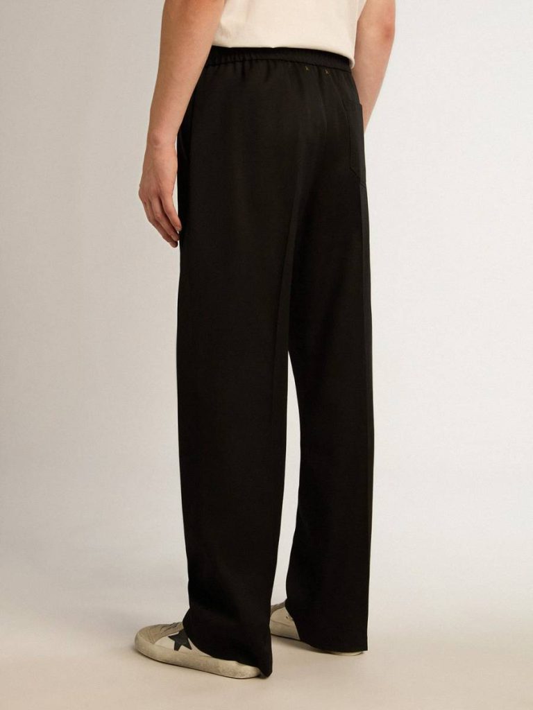 Golden Goose Black Men’s Joggers In Black Wool Men Jeans & Pants - 4