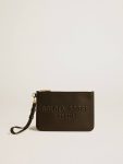 Golden Goose Black Pouch In Black Leather With Raised Logo Bag Accessories Women - 1