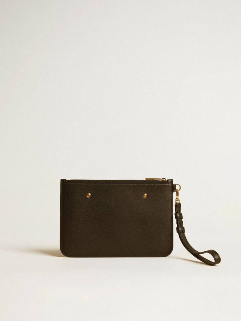 Golden Goose Black Pouch In Black Leather With Raised Logo Bag Accessories Women - 2