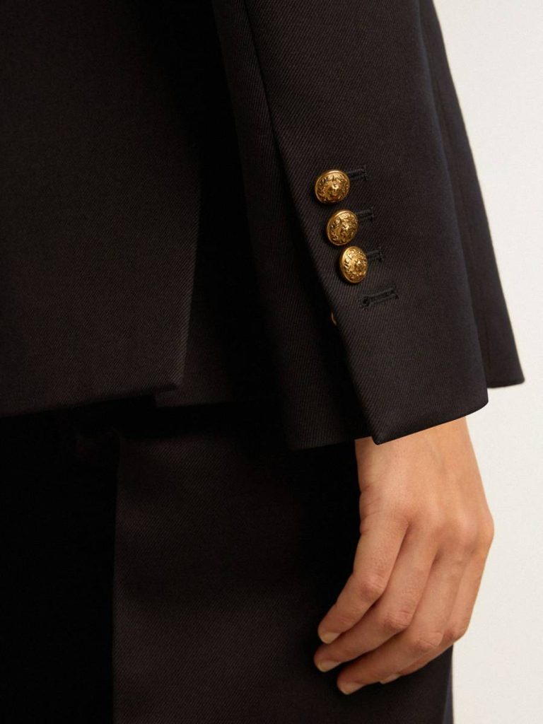 Golden Goose Blazers Dark Blue Women Women's Double-Breasted Dark Blue Blazer - 5