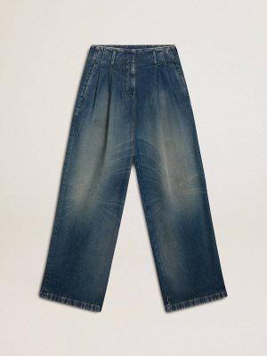 Golden Goose Blue Women Jeans & Pants Women’s Wide-Leg Medium Wash Cny Jeans - 1
