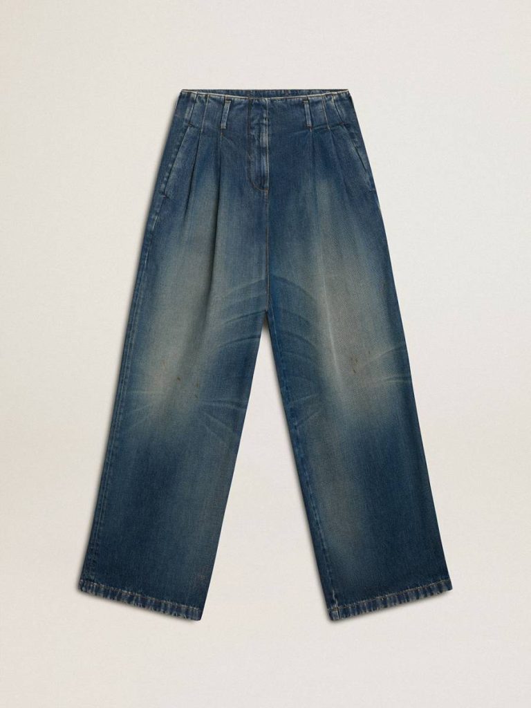 Golden Goose Blue Women Jeans & Pants Women’s Wide-Leg Medium Wash Cny Jeans - 1