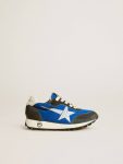 Golden Goose Boys (4-10 Years) Kids Marathon Young In Blue Nylon With Printed Star And Leather Heel Tab - 1