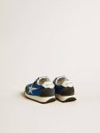 Golden Goose Boys (4-10 Years) Kids Marathon Young In Blue Nylon With Printed Star And Leather Heel Tab - 4