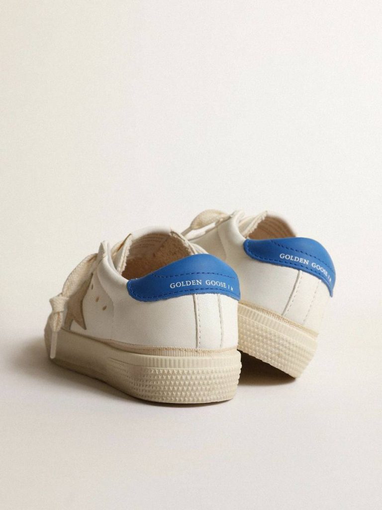 Golden Goose Boys (4-10 Years) White May Teen With Gray Suede Star And Blue Heel Tab Kids White - 4