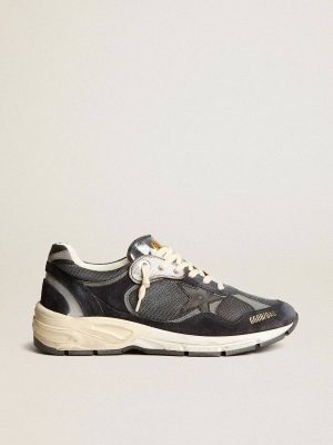 Golden Goose Dad-Star Men's Dad-Star In Dark Blue Mesh And Suede With Black Star Men - 1