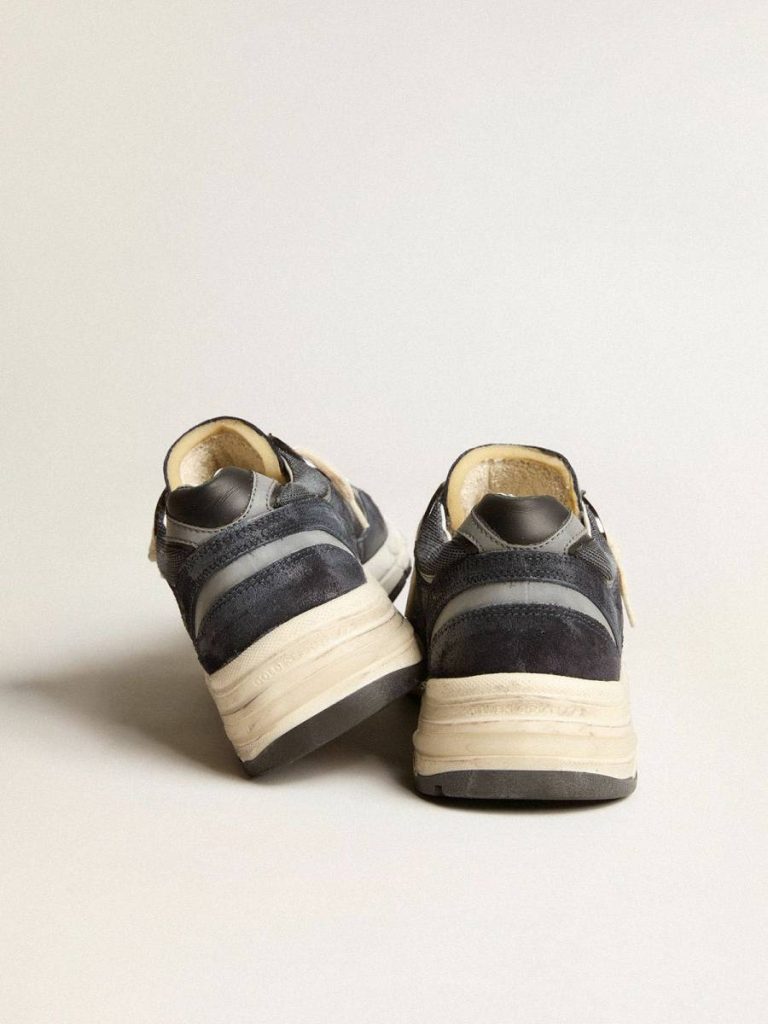 Golden Goose Dad-Star Men's Dad-Star In Dark Blue Mesh And Suede With Black Star Men - 4