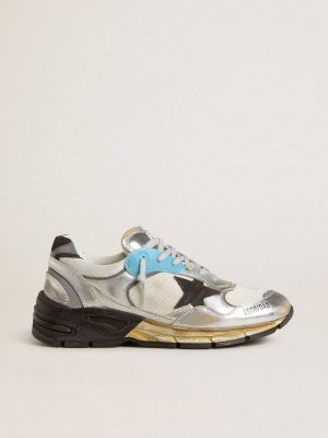 Golden Goose Dad-Star Women's Dad-Star In Mesh And Silver Foiled Leather With Black Suede Star Women - 1