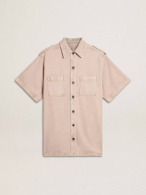 Golden Goose Dresses & Jumpsuits Women's Oversized Fit Pink Dyed Denim Shirt Women Pink - 1