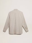 Golden Goose Gray Men's Viscose-Blend Linen Shirt With Striped Pattern Shirts Men - 2