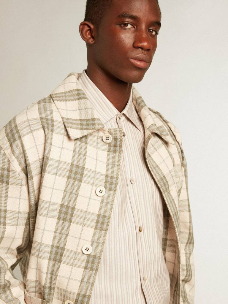 Golden Goose Gray Men's Viscose-Blend Linen Shirt With Striped Pattern Shirts Men - 3