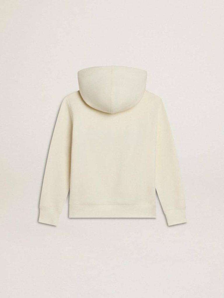 Golden Goose Hooded Sweatshirt In Worn White With Golden Embroidery On The Front Aged White Kids Topwear Selection (4-12 Years) - 2