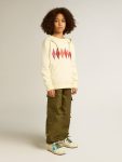 Golden Goose Hooded Sweatshirt In Worn White With Golden Embroidery On The Front Aged White Kids Topwear Selection (4-12 Years) - 4