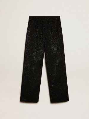Golden Goose Jeans & Pants Men’s Black Joggers In Linen Blend With Sequins Men Black - 1