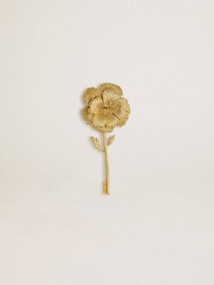 Golden Goose Jewelry Gold Pin With Floral Design Women - 1