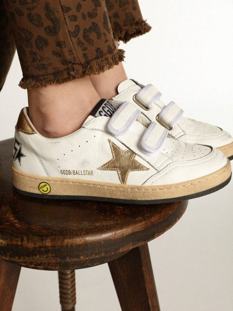Golden Goose Kids Ball Star Young With Gold Metallic Leather Star And Heel Tab Boys (4-10 Years) - 3