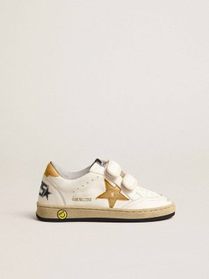 Golden Goose Kids Ball Star Young With Gold Metallic Leather Star And Heel Tab Boys (4-10 Years) - 1