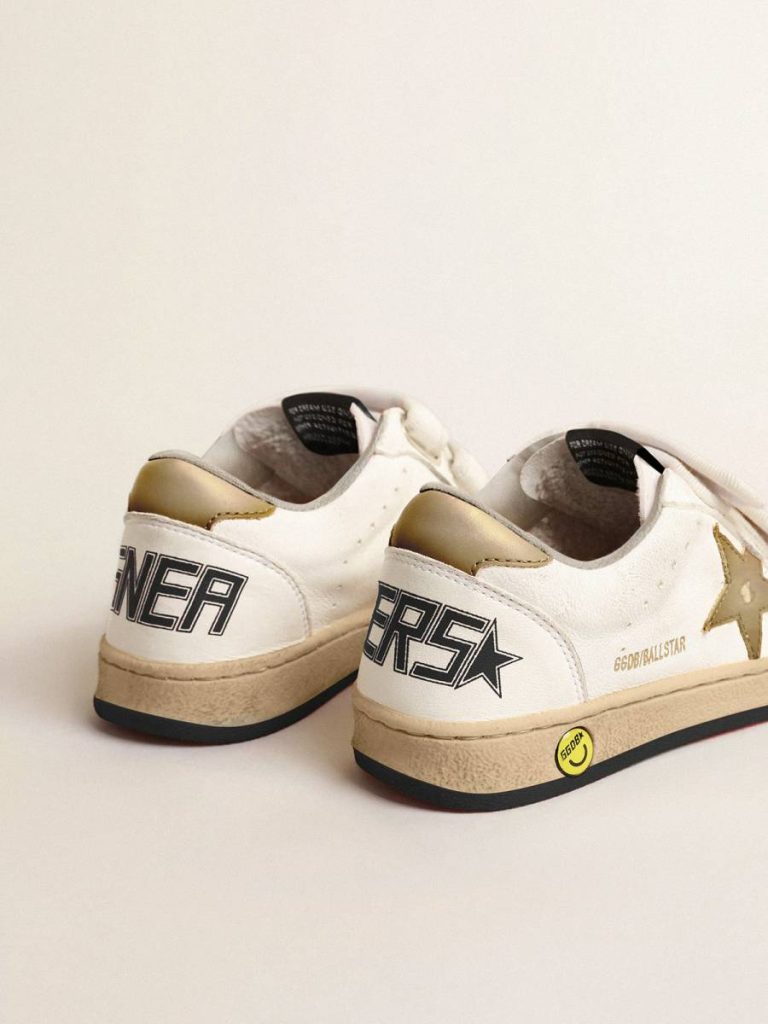 Golden Goose Kids Ball Star Young With Gold Metallic Leather Star And Heel Tab Boys (4-10 Years) - 5