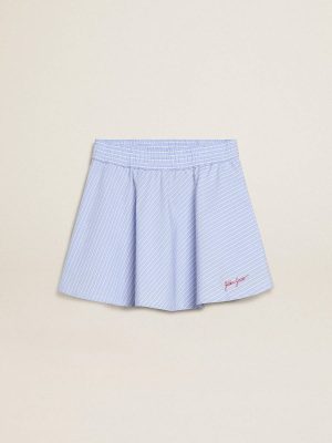 Golden Goose Kids Bottomwear Selection (4-12 Years) Girls' Skirt With Light Blue Stripes Light Blue - 1