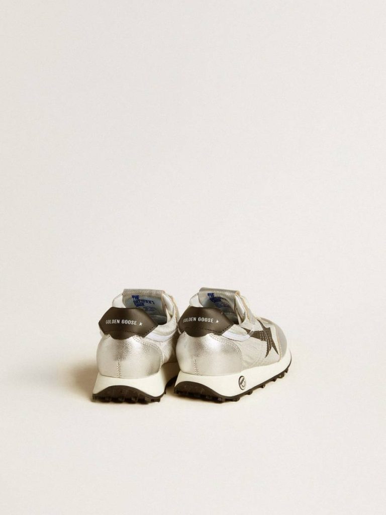 Golden Goose Kids Boys (4-10 Years) Marathon Young In Silver Nylon With Black Star And Leather Heel Tab - 4