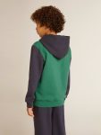 Golden Goose Kids Boys' Green And Blue Sweatshirt With Hood And Print Topwear Selection (4-12 Years) Green And Blue - 4
