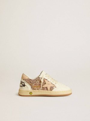 Golden Goose Kids Girls (4-10 Years) Ball Star Young In Glitter And Nappa With Leather Star And Heel Tab - 1
