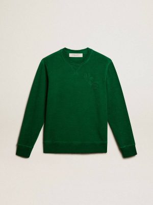 Golden Goose Knitwear Green Round-Neck Sweatshirt In Green Cotton Fleece Men - 1