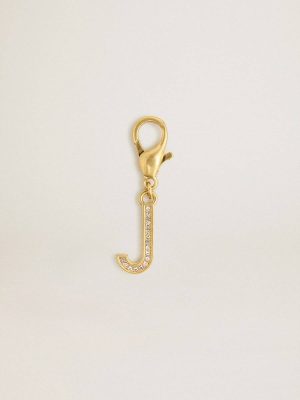 Golden Goose Letter J Charm In Gold-Colored Brass With Crystals Women Bag Accessories Gold - 1
