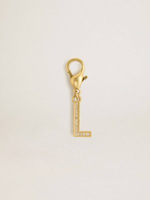 Golden Goose Letter L Charm In Gold-Colored Brass With Crystals Gold Women Bag Accessories - 1