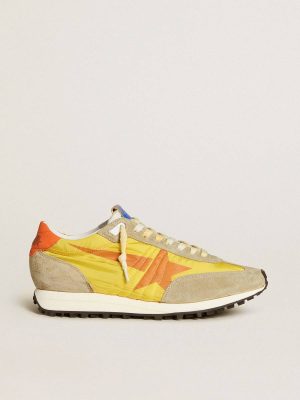 Golden Goose Marathon Men’s Marathon With Yellow Nylon Upper And Orange Star Men - 1
