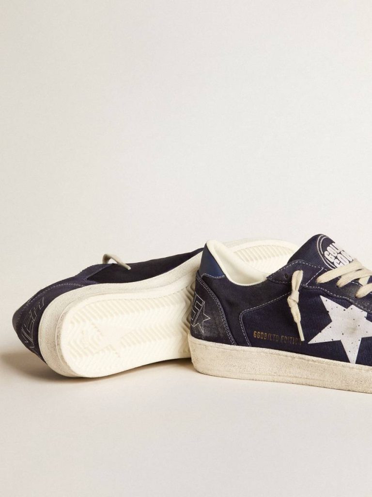 Golden Goose Men Ball Star Ltd In Blue Suede And Nylon With White Star And Blue Heel Tab Ball Star - 3