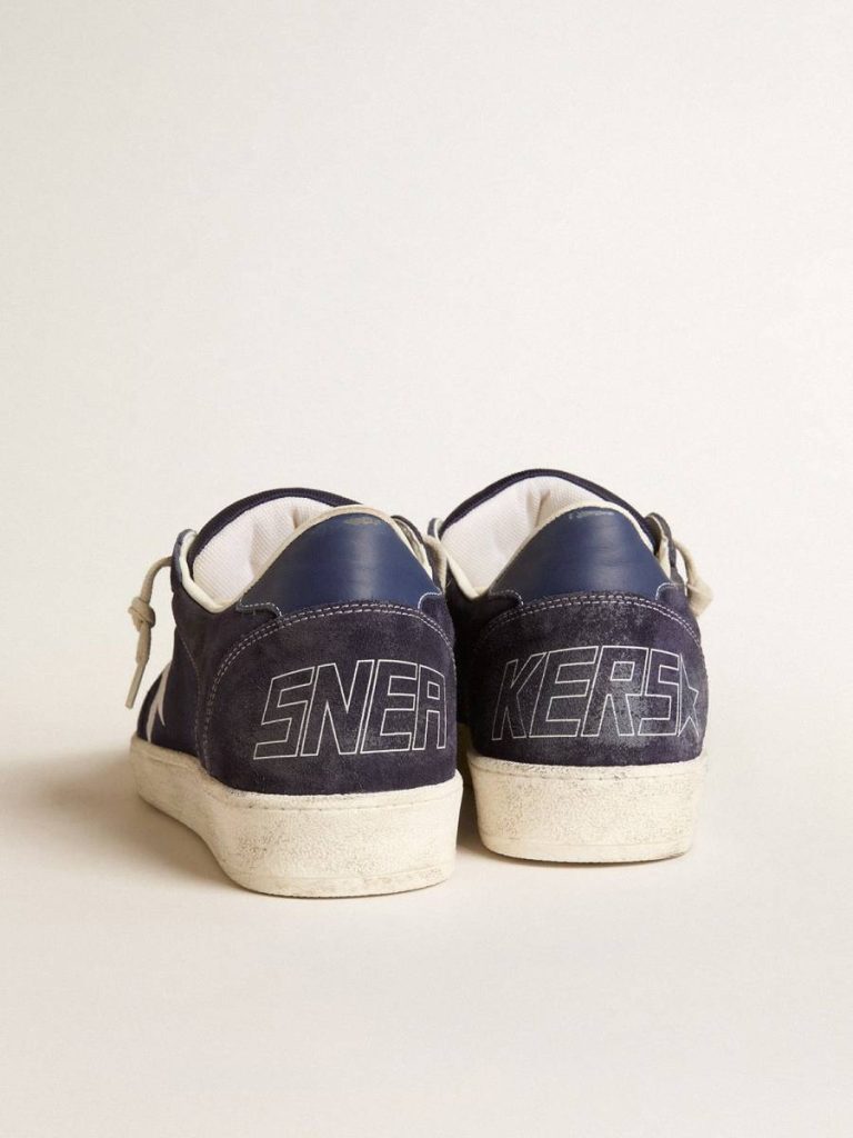 Golden Goose Men Ball Star Ltd In Blue Suede And Nylon With White Star And Blue Heel Tab Ball Star - 4