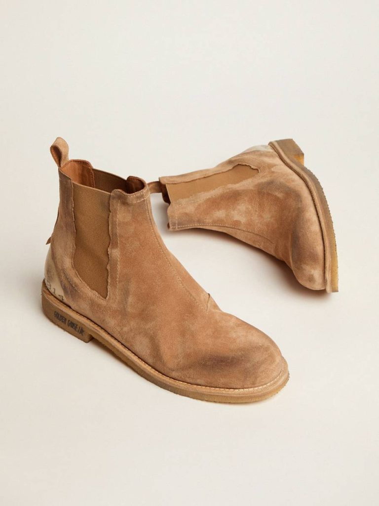 Golden Goose Men Boots John Chelsea Boots In Caramel-Colored Suede - 2