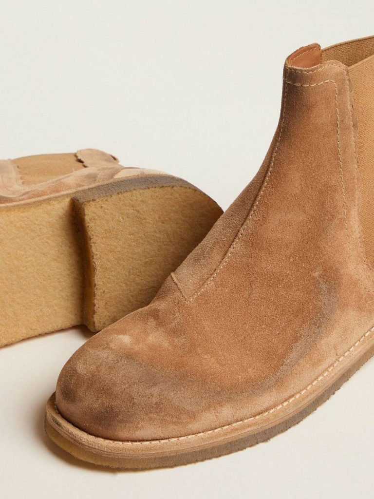 Golden Goose Men Boots John Chelsea Boots In Caramel-Colored Suede - 3