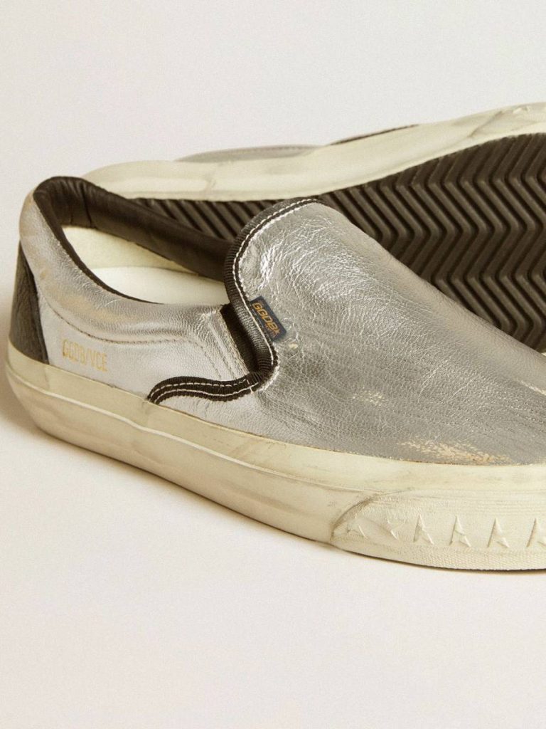 Golden Goose Men Ggdb Classics Men's Vce Penstar In Metallic Silver Leather With Black Leather Heel Tab - 3