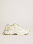 Golden Goose Men Men’s Lightstar In White Leather And Mesh With Worn-White Star Lightstar - 1