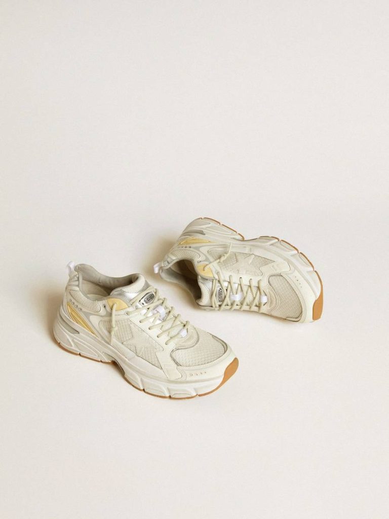 Golden Goose Men Men’s Lightstar In White Leather And Mesh With Worn-White Star Lightstar - 2