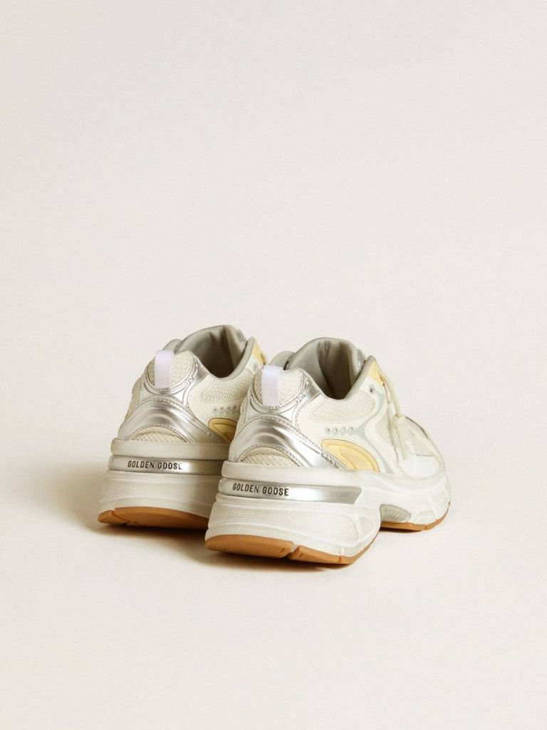 Golden Goose Men Men’s Lightstar In White Leather And Mesh With Worn-White Star Lightstar - 4