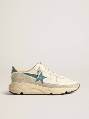 Golden Goose Men Running Sole Running Sole In Nappa With Blue Leather Star And Suede Insert - 1